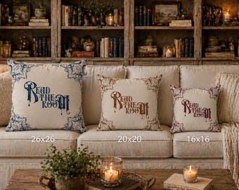 Read the Room Pillow | Dark Academia Book Lover Faux Sueded Throw Pillow | Gothic Literary Decor | Gift for Reader