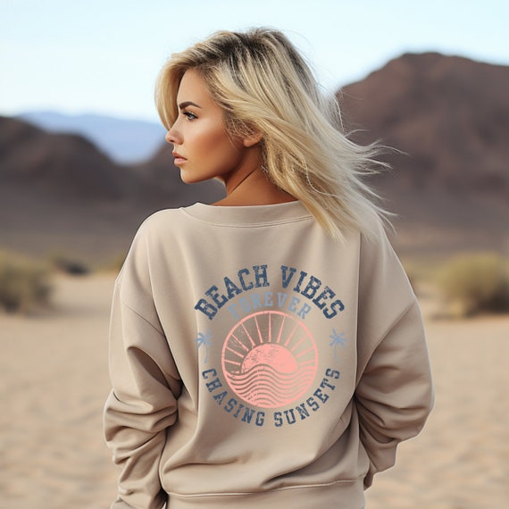 Retro Beach Vibes Crewneck: Chasing Sunsets Sweatshirt