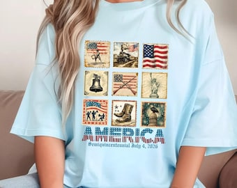 America 250 T-Shirt: Comfort Colors 4th of July Tee, Vintage Patriotic Design
