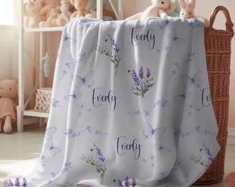 Floral Butterfly Plush Blanket: Personalized Velveteen Baby Throw