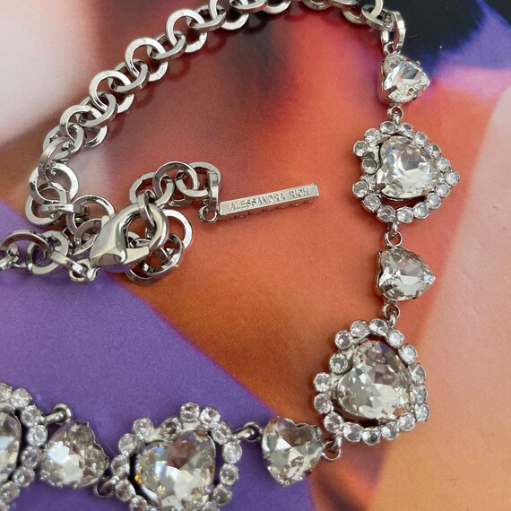 Alessandra Rich crystals necklace; Heart choker; … - image 4