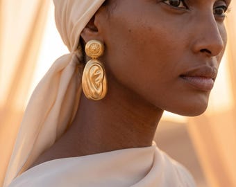 Surreal Ear Drop Earrings | Gold Sculptural Ear Statement Jewelry | Avant Garde Accessories