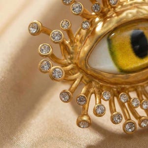 Vintage 18K Gold Evil Eye Brooch | Surrealist Pin | Festival Jewelry | Unique Brooch | Avant-Garde Gift for Her bild 8