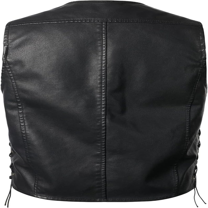 Gallanto Men's Black Braided Leather Vest - Biker Style Waistcoat, One Size Cowhide