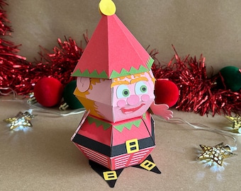 Pop-up Elf, Christmas card/decoration, Folds flat, Digital download SVG files, DIY project, for Cricut, Detailed PDF instructions