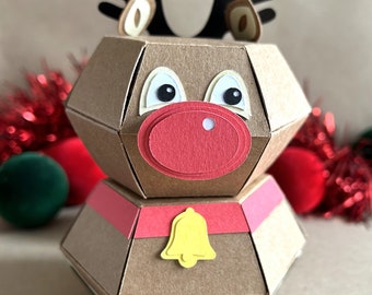 Pop-up Reindeer, Christmas card/decoration, Folds flat, download SVG and PDF files, diy project, for Cricut, Detailed PDF instructions