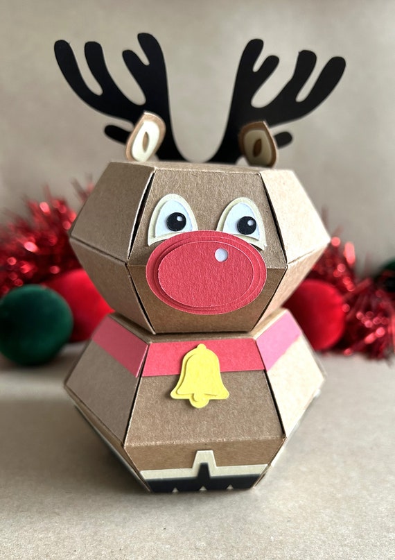 Pop-up Reindeer, Christmas card/decoration, Folds flat, download SVG and PDF files, diy project, for Cricut, Detailed PDF instructions