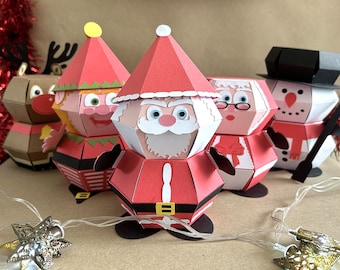 Christmas Character Bundle, excellent value, pop-up designs, SVG files including envelopes, Cricut, detailed PDF instructions, craft project