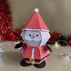 Pop-up Père Noël, carte de Noël/décoration, se plie à plat, fichiers SVG à téléchargement numérique, projet de bricolage, idéal pour la Cricut, instructions détaillées au format PDF