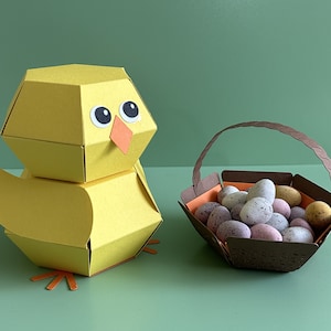 Pollito y cesta emergentes, archivos SVG, tarjeta/decoración de Pascua, Pliegues planos, archivo de sobre de Pascua incluido, para Cricut, instrucciones completas en PDF