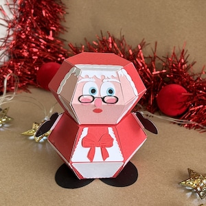 Pop-up Mme Santa, Carte/décoration de Noël, Se plie à plat, Téléchargement numérique de fichiers SVG, Idéal pour Cricut, Instructions PDF détaillées