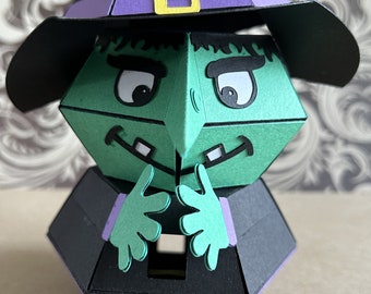 Pop-up Witch, Halloween card/decoration, Folds flat, Digital download SVG files, DIY project, Ideal for Cricut, Detailed PDF instructions