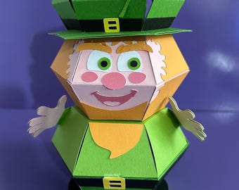 Pop-up Leprechaun and envelope, St Patrick's Day, Irish, good luck, digital SVG files, DIY project, for Cricut, PDF instructions