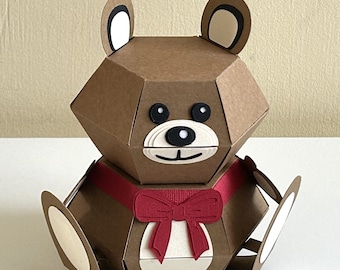 Pop-up Teddy Bear, SVG files, Birthday card/decoration, Folds flat, Envelope file included, for Cricut, Full PDF instructions