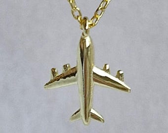 Sterling Silver Airplane Necklace: Dainty Gold Travel Lover Gift Gold Plane Pendant, Wanderlust Jewelry, Everyday  Aviation Jewelry For Her