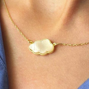 Tiny Cloud Necklace, 925 Sterling Silver, Gold-Plated Rain Cloud Necklace, Minimalist Cloud Pendant, White Cloud Charm, Dainty Gift for Her