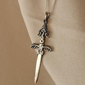 Sterling Silver Gothic Sword Necklace: Medieval Warrior Talisman