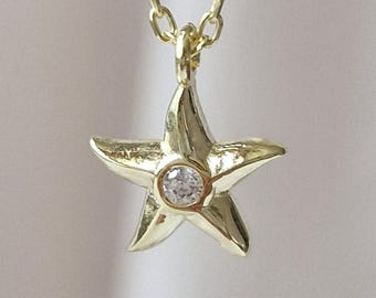 Starfish Necklace, 925 Sterling Silver, Sea Star Pendant