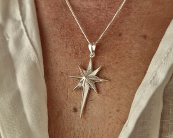 Silver Star Necklace, Stainless Steel, Unisex Necklace, Star