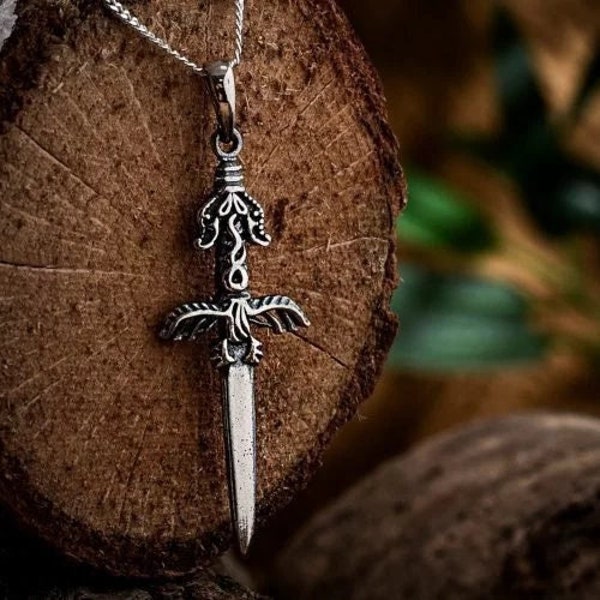 Silver Sword Necklace, 925 Sterling Silver, Dagger Necklace, Gothic Sword Pendant, Warrior Necklace, Unisex Necklace, Gift for Him