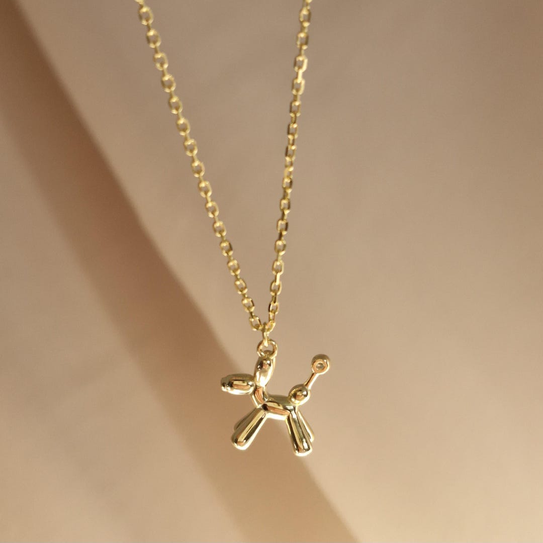 Gold Jeff Koons Balloon Dog Necklace: Sterling Silver Pop Art - Etsy