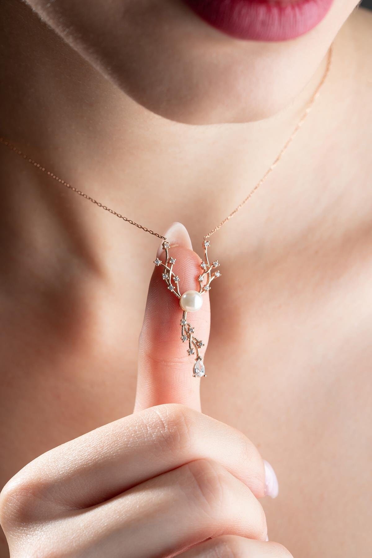 ■ENGBROX■ silver925 ivy pearl necklace EBNL25010SV Pearl Ivy Necklace, 925 Sterling Silver, Ivy Pendant, Pearl