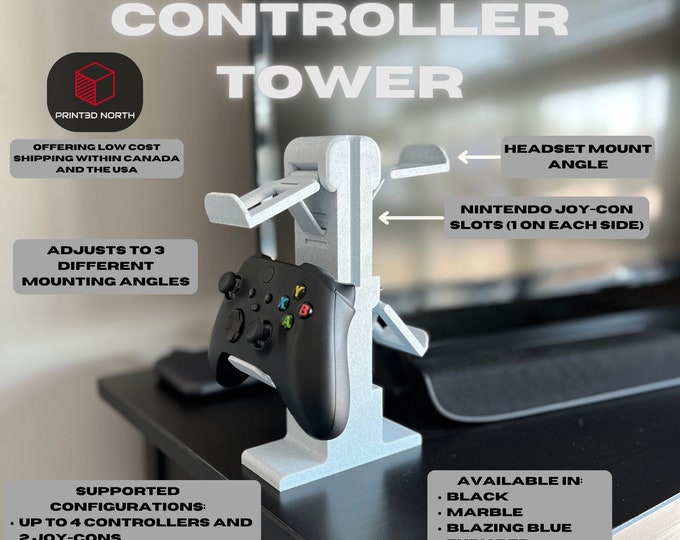 Controller and Headset Tower, Controller Storage Tower, Gaming Accessories Organizer, Gift for Gamer, Controller Display