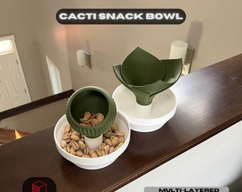 Cactus Snack Bowl: Dual-Layer Nut & Shell Organizer
