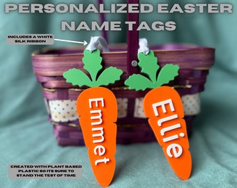 Personalized Easter Basket Name Tag, Easter Gift Tag, Gift for Kids, Easter Carrot Figure