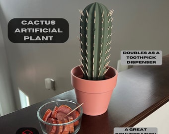 Cactus Toothpick Dispenser, Artificial Plant, Potted Fake Cactus, Dinner Party Decoration