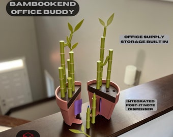 Bambookend Functional Plant, Pen and Highlighter Storage Artificial Plant, Potted Fake Bamboo Plant, Office Desk Decoration, Desk Organizer