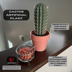 Cactus Toothpick Dispenser, Artificial Plant, Potted Fake Cactus, Dinner Party Decoration