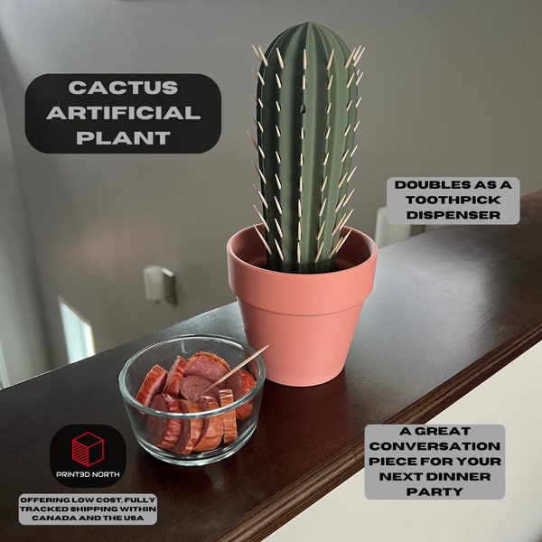 Cactus Toothpick Dispenser, Artificial Plant, Potted Fake Cactus, Dinner Party Decoration