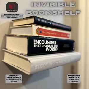 Modern Invisible Book Shelf, Minimalist Book Holder, Sleek Floating Book Rack, Wall Mounted Organizer, Space Saving Storage