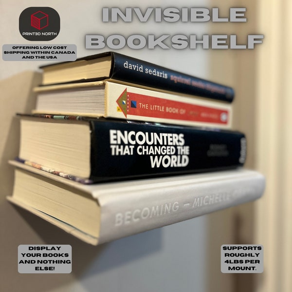 Modern Invisible Book Shelf, Minimalist Book Holder, Sleek Floating Book Rack, Wall Mounted Organizer, Space Saving Storage