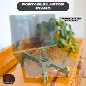 Soporte portátil plegable con bobina de cable, soporte ajustable para portátil, regalo ideal para estudiantes y teletrabajo.