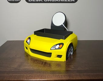 Organizer for Desk with Honda S2000 Design, Vehicle Office Organizer & Wireless MagSafe Phone Charger, Car Inspired Desk Decor