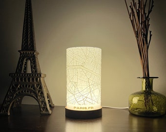 City Map Lamp, Accurate Map Data Lamp, Bedside Table Lamp, Gift for a Traveler