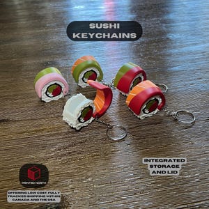 Porte-clés sushi, porte-clés sur le thème des sushis avec espace de rangement, cadeau pour amateur de sushis