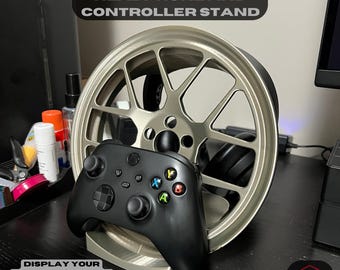 RSe122 Headphone and Controller Stand, Car Rim Gaming Stand, Desk Organizer, Gamer Gift, Headset Hanger, Car Enthusiast Gift, Gaming Setup
