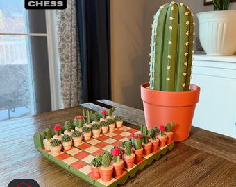Jeu d'échecs cactus : pièces d'échecs succulentes, jeu inspiré de la nature