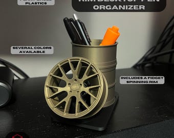 Hellcat Inspired Rim Pen Organizer, Desktop Pen Holder, Fidget Spinner, Car Rim Pen Holder with Spinning Rim, Gift for a Car Lover