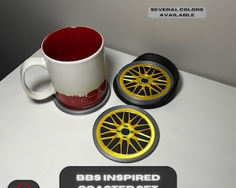 BBS Rim Inspired Coasters, Gearhead Gift, Man Cave Decor, Car Enthusiast Gift, Automotive Decor, Unique Drink Coasters
