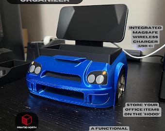 Subaru Impreza STI Desk Organizer, Vehicle Office Organizer, Impreza STI Phone Wireless Charger, MagSafe Desk Organizer, Subaru Decor