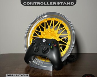 BBS RS Headphone and Controller Stand | Car Rim Gaming Desk Organizer | Gamer & Car Enthusiast Gift | Headset Hanger for Gaming Setup