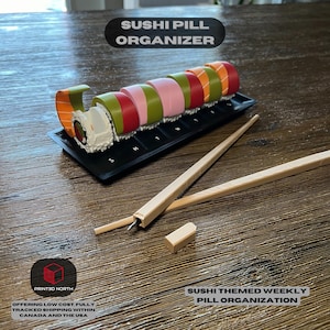 Sushi Supplements, Weekly Pill Organizer, Travel Pill Case, Pill Dispenser, Medication Holder, Pill Box Organizer, Medication Storage Case