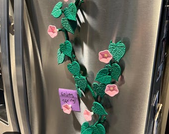 Morning Glory Fridge Magnet Set: Botanical Kitchen Decor
