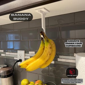 Banana Buddy Hook, Mountable Hook for Fruit or Kitchen Utensils, Space Saver, Kitchen Storage, Cupboard Mounted Fruit Storage, Fruit Hanger