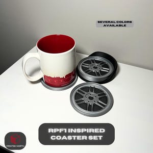RPF1 Fälginspirerat underläggsset: Present till bilentusiaster, dekoration för man cave