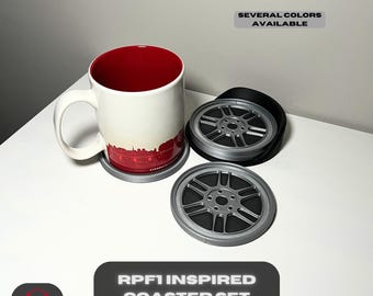 RPF1 Rim Inspired Coasters, Gearhead Gift, Man Cave Decor, Car Enthusiast Gift, Automotive Decor, Unique Drink Coasters